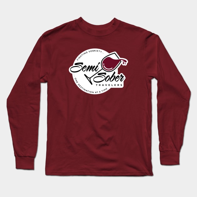 Semi Sober Travelers Wine design with solid background Long Sleeve T-Shirt by Semi-Sober Travelers